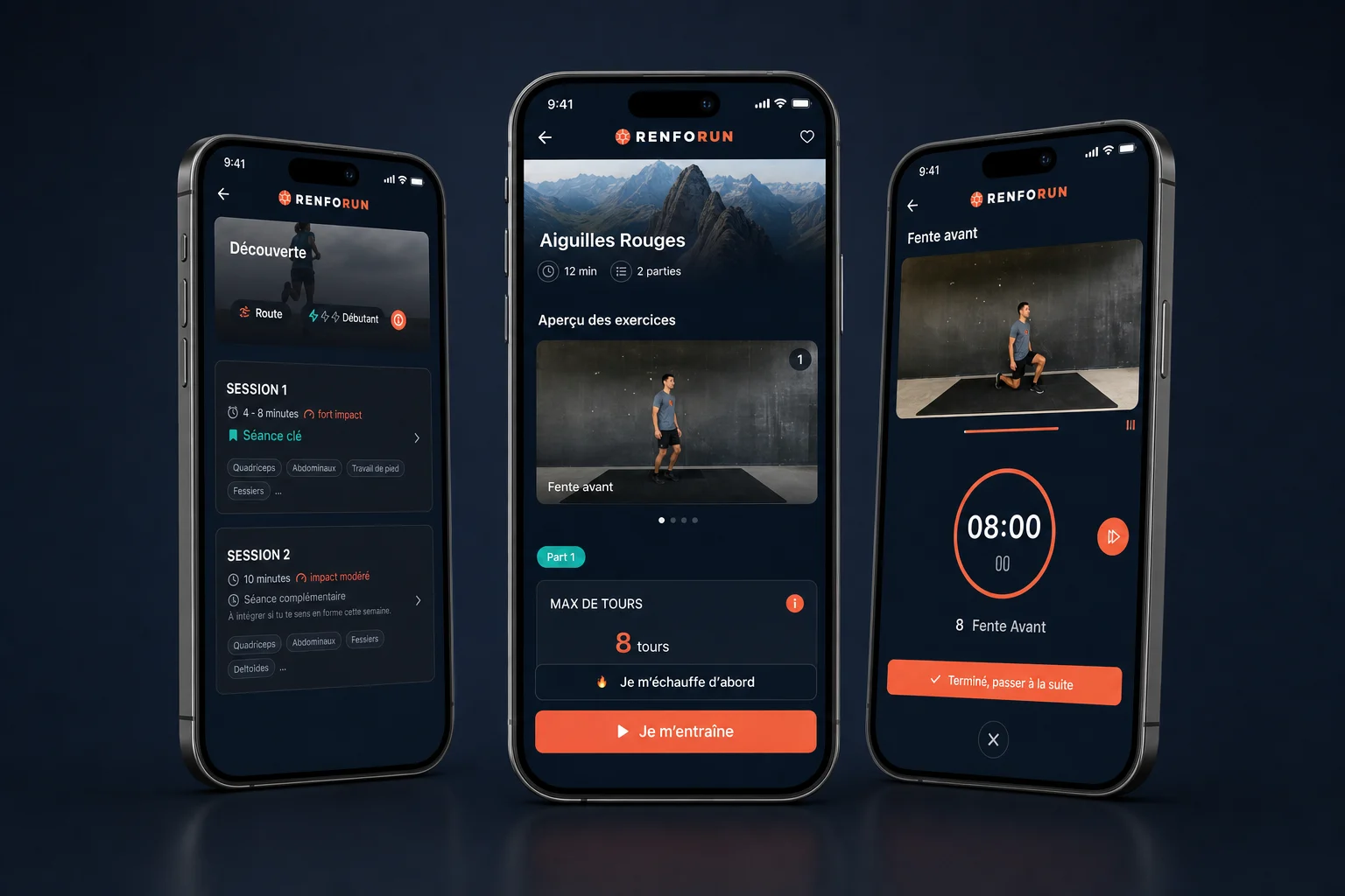 Aperçu de l'application RenfoRun pour le renforcement running